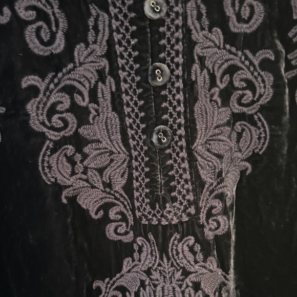 Johnny Was Black Velvet Tunic with Purple Embroidery - Picture 6 of 6